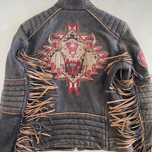 Affliction Fringe 100% Leather Jacket